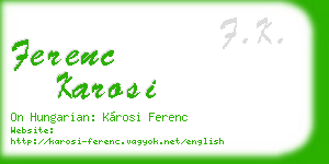 ferenc karosi business card